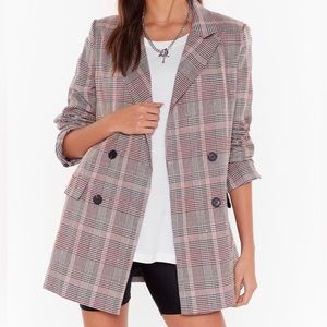 Oversized Check Print Blazer